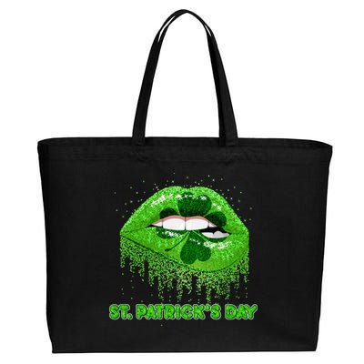 St Patrick's Day Shamrock Irish Lips Cotton Canvas Jumbo Tote