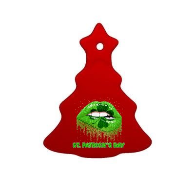 St Patrick's Day Shamrock Irish Lips Ceramic Tree Ornament