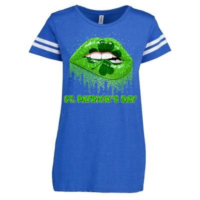 St Patrick's Day Shamrock Irish Lips Enza Ladies Jersey Football T-Shirt