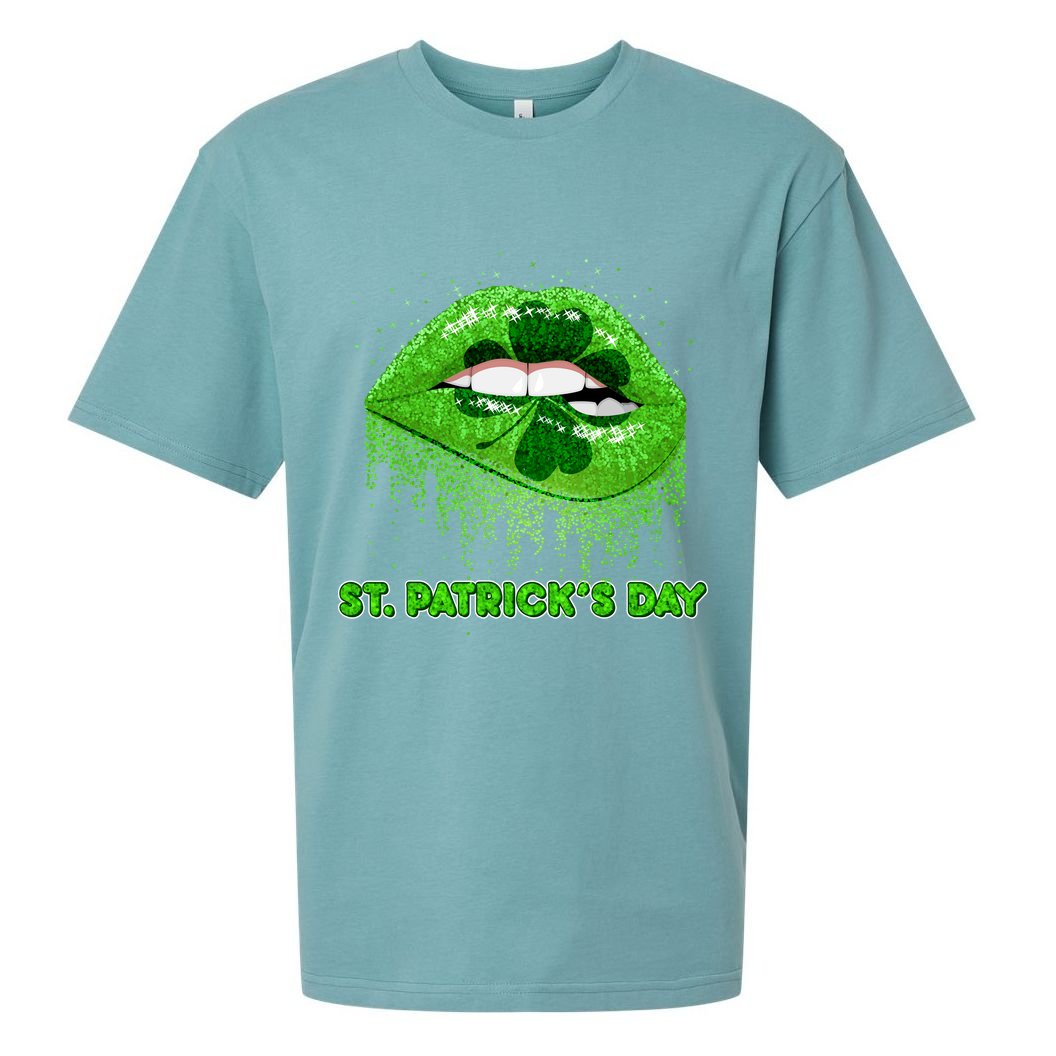 St Patrick's Day Shamrock Irish Lips Sueded Cloud Jersey T-Shirt