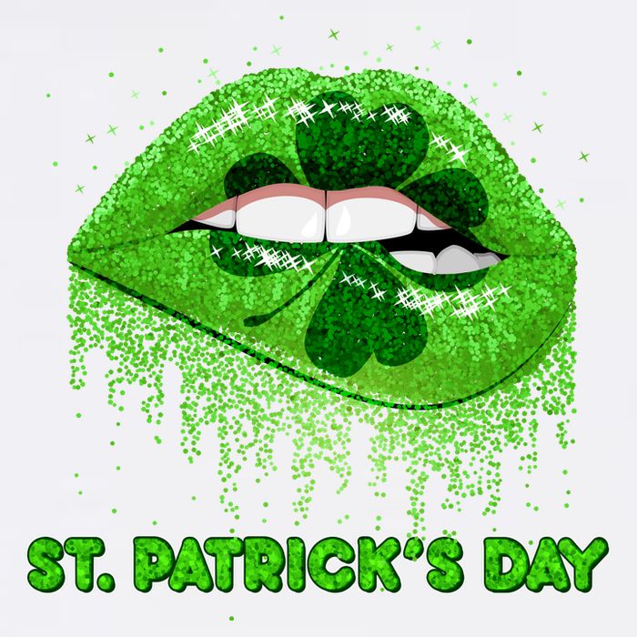 St Patrick's Day Shamrock Irish Lips Garment-Dyed Sweatshirt