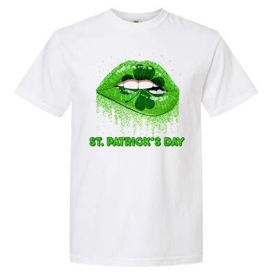 St Patrick's Day Shamrock Irish Lips Garment-Dyed Heavyweight T-Shirt