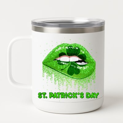 St Patrick's Day Shamrock Irish Lips 12 oz Stainless Steel Tumbler Cup