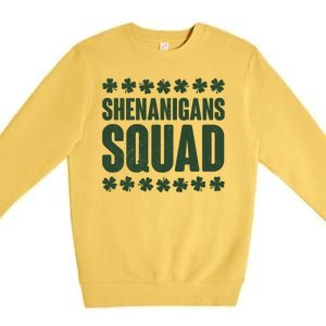 St Patrick's Day Shenanigans Squad Shamrocks Clover Premium Crewneck Sweatshirt