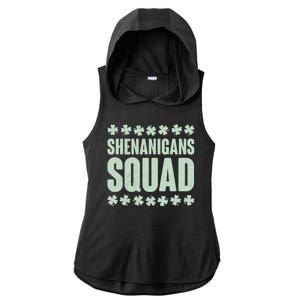 St Patrick's Day Shenanigans Squad Shamrocks Clover Ladies PosiCharge Tri-Blend Wicking Draft Hoodie Tank