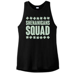 St Patrick's Day Shenanigans Squad Shamrocks Clover Ladies PosiCharge Tri-Blend Wicking Tank