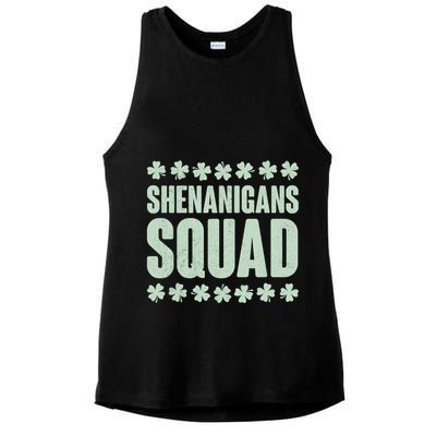 St Patrick's Day Shenanigans Squad Shamrocks Clover Ladies PosiCharge Tri-Blend Wicking Tank