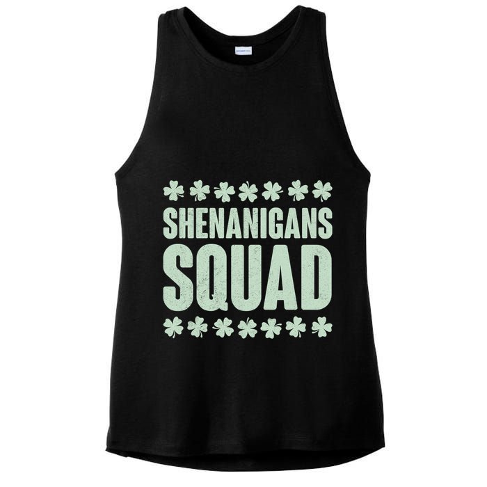 St Patrick's Day Shenanigans Squad Shamrocks Clover Ladies PosiCharge Tri-Blend Wicking Tank
