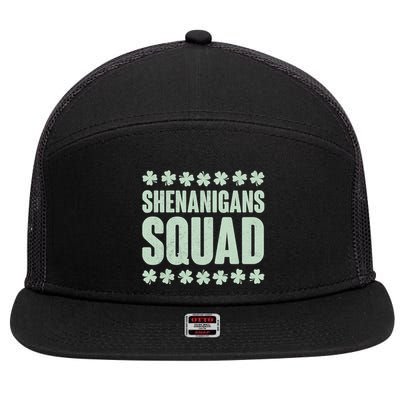 St Patrick's Day Shenanigans Squad Shamrocks Clover 7 Panel Mesh Trucker Snapback Hat