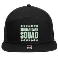 St Patrick's Day Shenanigans Squad Shamrocks Clover 7 Panel Mesh Trucker Snapback Hat