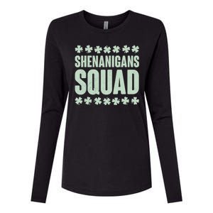 St Patrick's Day Shenanigans Squad Shamrocks Clover Womens Cotton Relaxed Long Sleeve T-Shirt