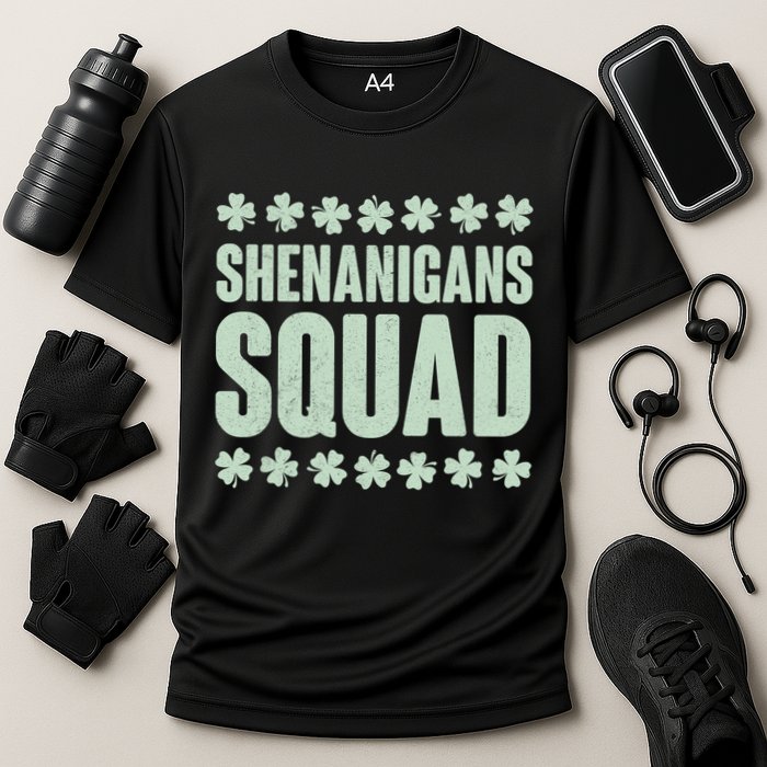 St Patrick's Day Shenanigans Squad Shamrocks Clover Performance Shirt
