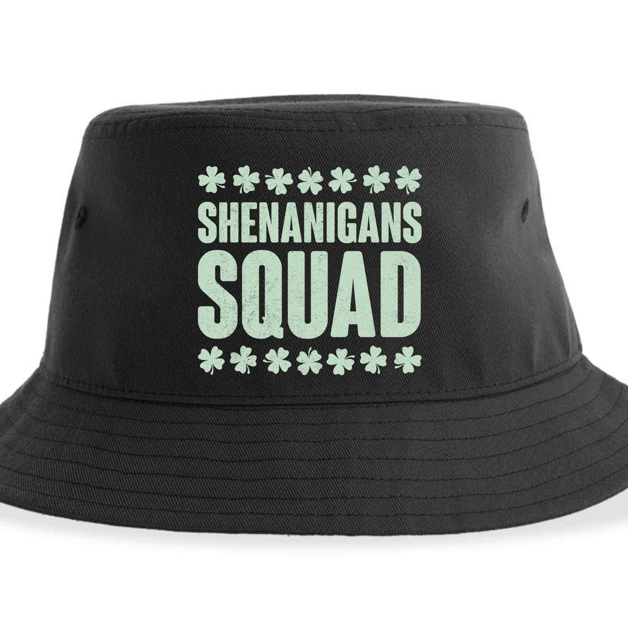 St Patrick's Day Shenanigans Squad Shamrocks Clover Sustainable Bucket Hat