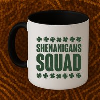 St Patrick's Day Shenanigans Squad Shamrocks Clover Mug