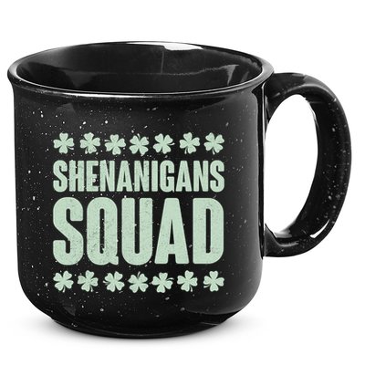 St Patrick's Day Shenanigans Squad Shamrocks Clover 15oz Campfire Ceramic Mug