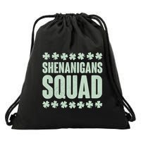 St Patrick's Day Shenanigans Squad Shamrocks Clover Drawstring Bag