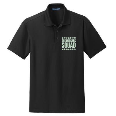 St Patrick's Day Shenanigans Squad Shamrocks Clover Dry Zone Grid Polo