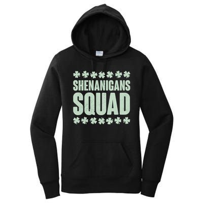 St Patrick's Day Shenanigans Squad Shamrocks Clover Women's Pullover Hoodie