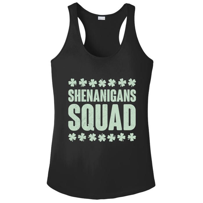 St Patrick's Day Shenanigans Squad Shamrocks Clover Ladies PosiCharge Competitor Racerback Tank
