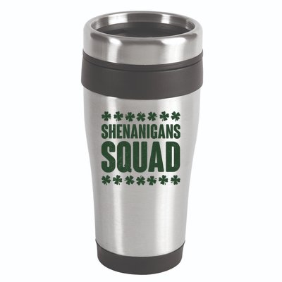 St Patrick's Day Shenanigans Squad Shamrocks Clover 16oz Travel Tumbler