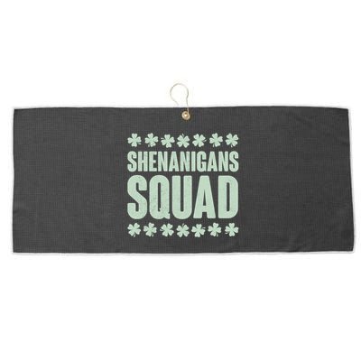 St Patrick's Day Shenanigans Squad Shamrocks Clover Large Microfiber Waffle Golf Towel