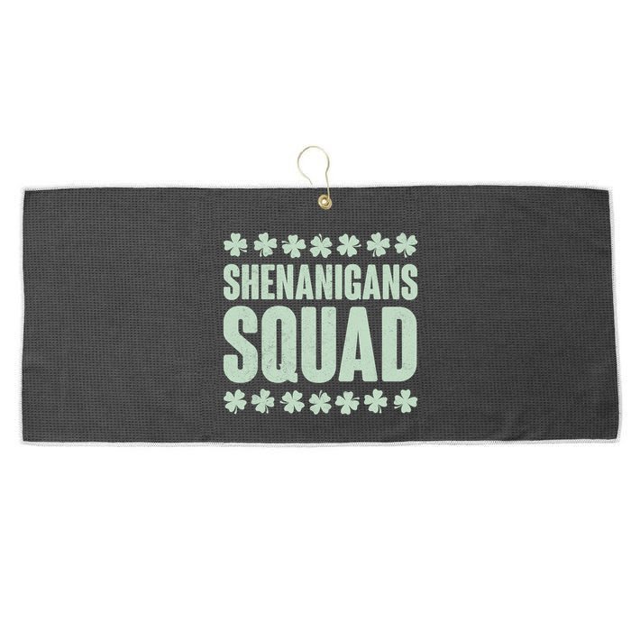 St Patrick's Day Shenanigans Squad Shamrocks Clover Large Microfiber Waffle Golf Towel