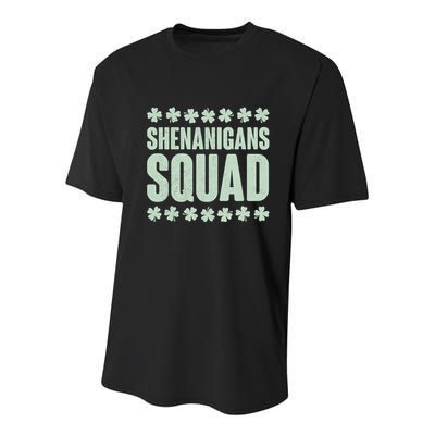 St Patrick's Day Shenanigans Squad Shamrocks Clover Youth Performance Sprint T-Shirt