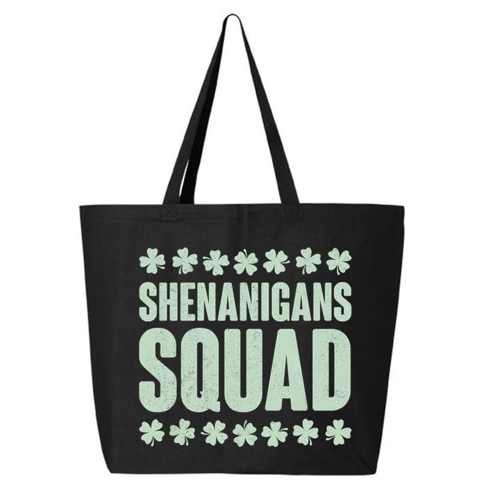 St Patrick's Day Shenanigans Squad Shamrocks Clover 25L Jumbo Tote