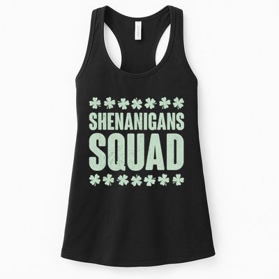St Patrick's Day Shenanigans Squad Shamrocks Clover Womens Tank Top