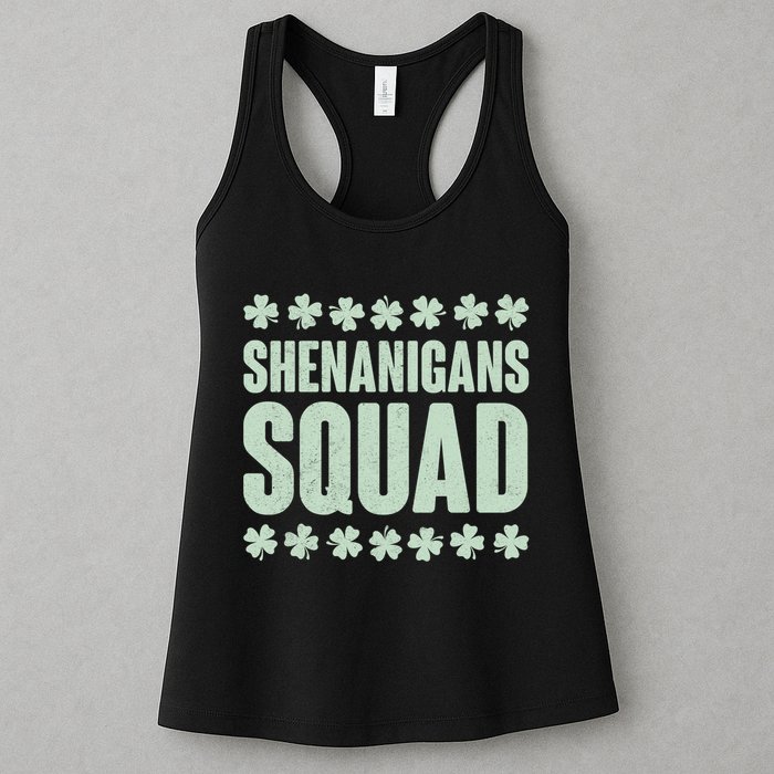 St Patrick's Day Shenanigans Squad Shamrocks Clover Womens Tank Top