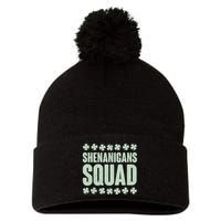 St Patrick's Day Shenanigans Squad Shamrocks Clover Pom Pom 12in Knit Beanie