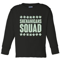 St Patrick's Day Shenanigans Squad Shamrocks Clover Toddler Long Sleeve Shirt