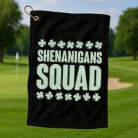 St Patrick's Day Shenanigans Squad Shamrocks Clover Golf Towel