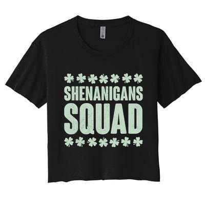 St Patrick's Day Shenanigans Squad Shamrocks Clover Crop Top