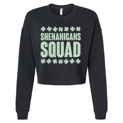 St Patrick's Day Shenanigans Squad Shamrocks Clover Cropped Pullover Crew