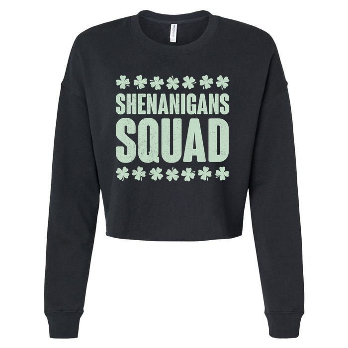 St Patrick's Day Shenanigans Squad Shamrocks Clover Cropped Pullover Crew