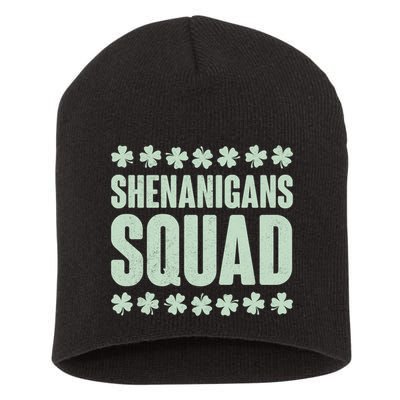 St Patrick's Day Shenanigans Squad Shamrocks Clover Short Acrylic Beanie
