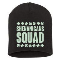 St Patrick's Day Shenanigans Squad Shamrocks Clover Short Acrylic Beanie