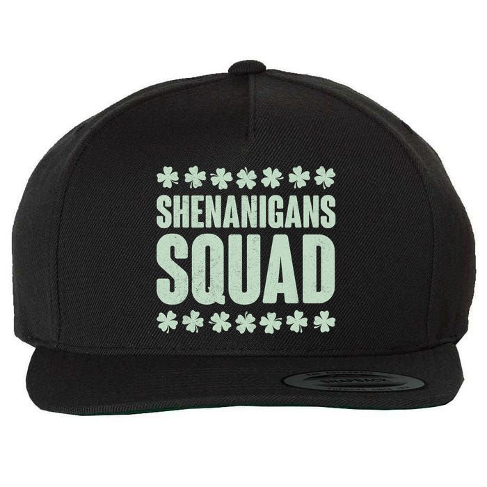 St Patrick's Day Shenanigans Squad Shamrocks Clover Wool Snapback Cap