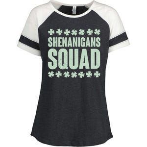 St Patrick's Day Shenanigans Squad Shamrocks Clover Enza Ladies Jersey Colorblock Tee