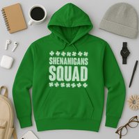 St Patrick's Day Shenanigans Squad Shamrocks Clover Hoodie