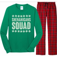 St Patrick's Day Shenanigans Squad Shamrocks Clover Long Sleeve Pajama Set