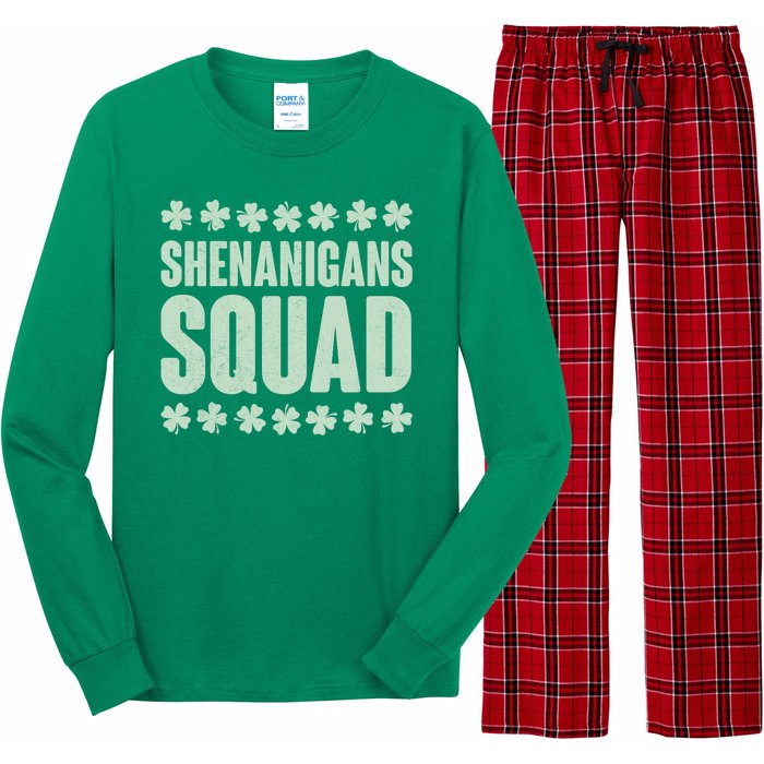 St Patrick's Day Shenanigans Squad Shamrocks Clover Long Sleeve Pajama Set