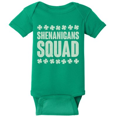 St Patrick's Day Shenanigans Squad Shamrocks Clover Baby Bodysuit
