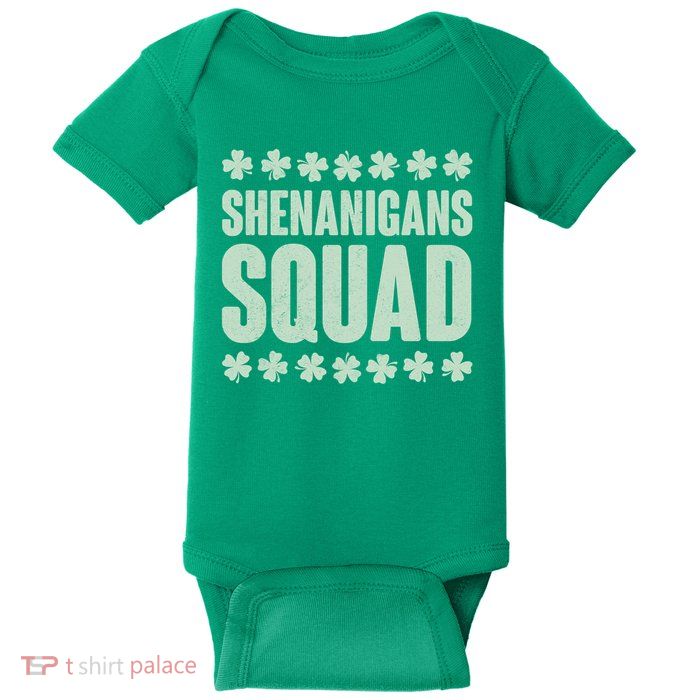 St Patrick's Day Shenanigans Squad Shamrocks Clover Baby Bodysuit