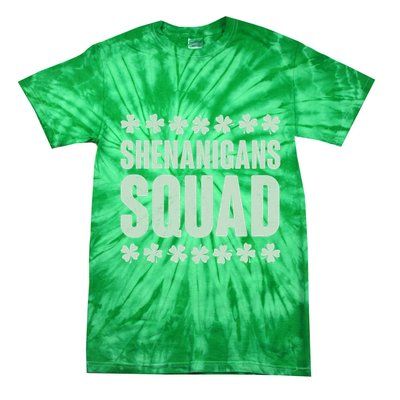 St Patrick's Day Shenanigans Squad Shamrocks Clover Tie-Dye T-Shirt
