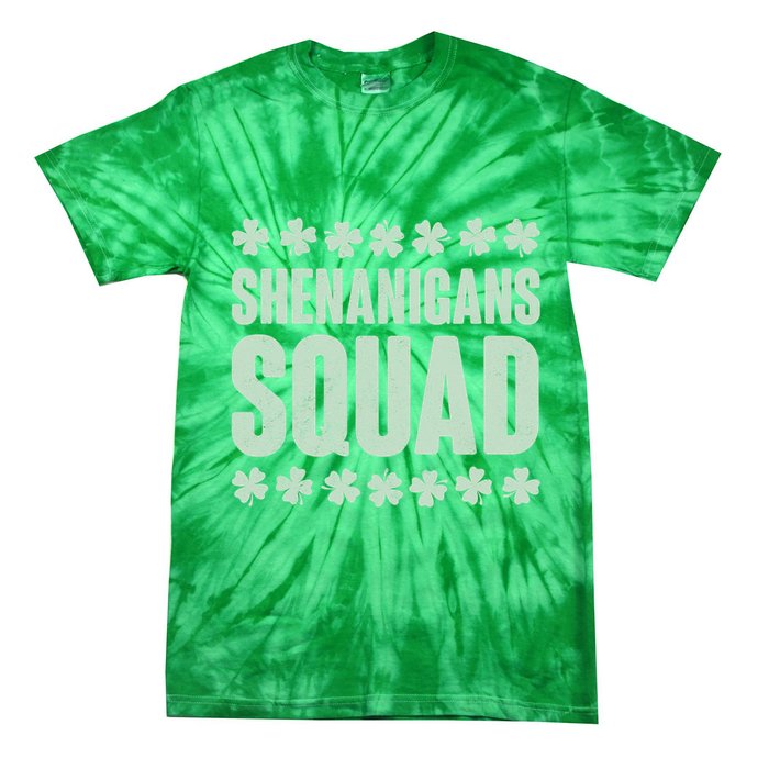 St Patrick's Day Shenanigans Squad Shamrocks Clover Tie-Dye T-Shirt