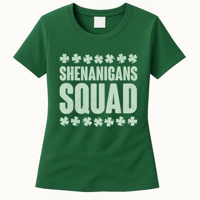 St Patrick's Day Shenanigans Squad Shamrocks Clover Womens T-Shirt