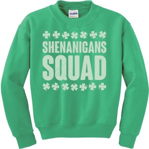 St Patrick's Day Shenanigans Squad Shamrocks Clover Kids Sweatshirt