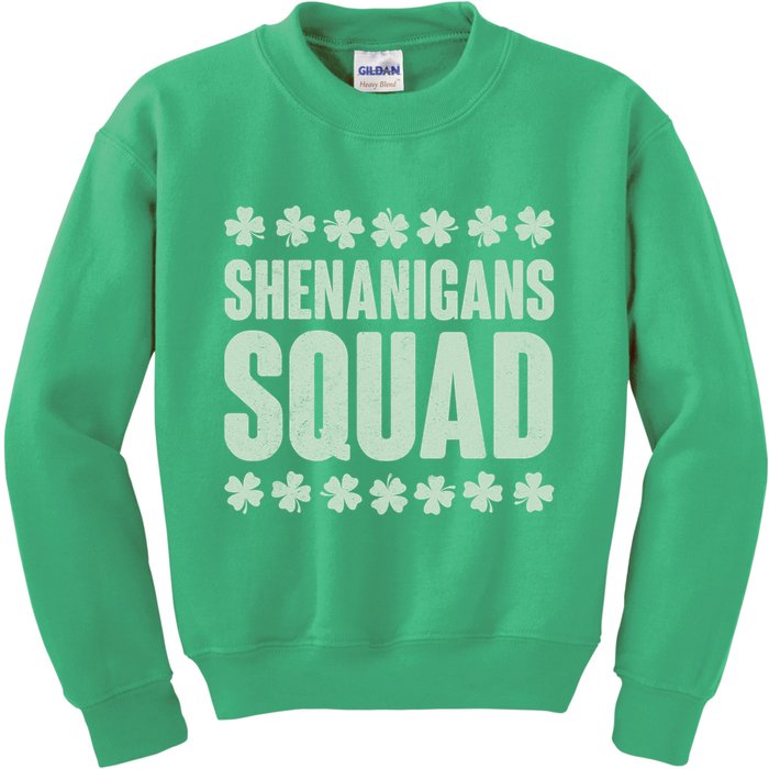 St Patrick's Day Shenanigans Squad Shamrocks Clover Kids Sweatshirt